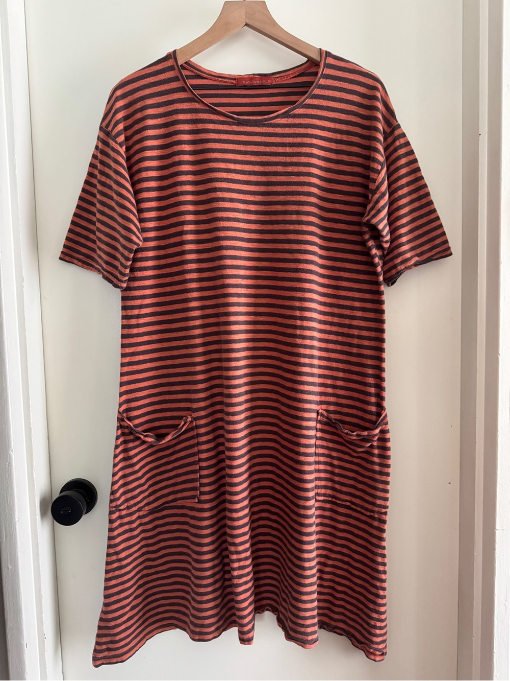 cut loose Striped Midi Dress in orange and Black
